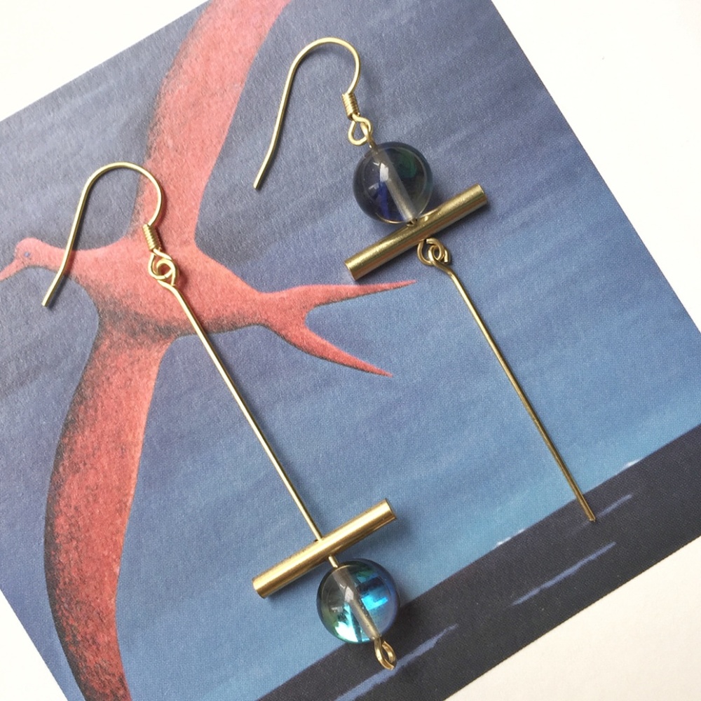 Original Design Minimalist Tourmaline Earrings - Picture 3 of 4